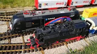 Ulm - Jungingen # Piko Garteneisenbahn mit Massoth Technik Zugverkehr im Garten mit Modelleisenbahn