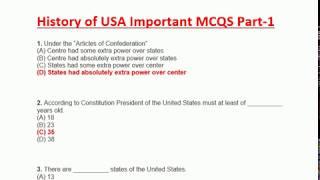 History Of USA Most Important For CSS and PMS Aspirants MCQs Part-1