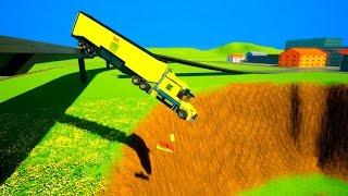 Car Falling Crashes Into The Pit | Brick Rigs