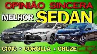 Comparativo entre Corolla, Civic e Cruze - Qual é o melhor Sedan Médio nas versões intermediárias?