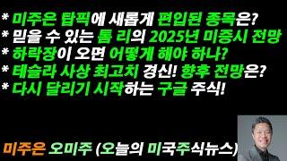 [오늘의 미국주식뉴스] 미주은 탑픽에 새롭게 편입된 종목은? / 톰 리의 2025년 미증시 전망 / 하락장이 오면 어떻게 해야 하나? / 테슬라 사상 최고치 경신! 향후 전망은?