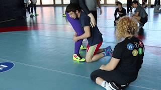 Helen Maroulis And Elena Pirozhkova Working On Technique With The Russians