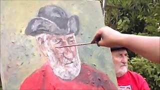 Художник Федор Помелов пишет портрет Марселя Ренвьера, юг Франции, июнь 2012г. Фильм М.Ренвьера