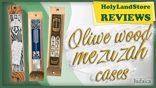 Handmade Olive Wood Mezuzah Cases  w/ Non Kosher Shema Israel Prayer Scroll