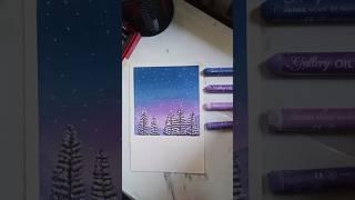 Draw a snow scene easily and simply #oilpasteldrawing #art #오일파스텔 #artist #ytshorts  #easydrawings