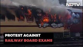 Violent Protests In Bihar Over Railways Exam, Aspirants Set Train On Fire