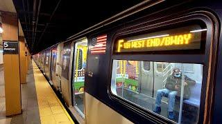 ᴴᴰ NYC Subway: Rerouted R160 F Train enters 5th Av - 59 st [via R line]