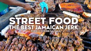 THE BEST JAMAICAN JERK!!! SPICY JAMAICAN JERK PORK ,CHICKEN AND SAUSAGE STREET FOOD