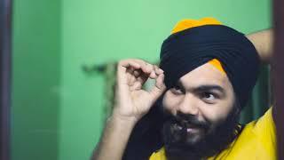 How to tie a Parna (with base). ਵੱਟਾਂ ਵਾਲਾਂ ਪਰਨਾ ।