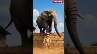 You Won’t Believe This Elephant Landed on a Baby’s Head! #shorts
