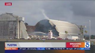 Historic hangar at former air base in Orange County engulfed in flames