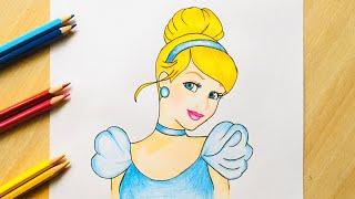 How to Draw Cinderella | Disney Princess Drawing | Easy Step by Step