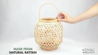 Koyal Wholesale Rattan Candle Lantern With Glass Shade