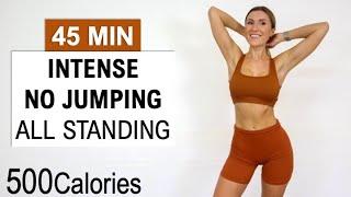 45 Min Intense No Jumping All Standing HIIT - Burn 500 Calories,No Repeat Fat Burn,Low Impact,Sweaty