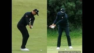 Adam Scott golf swing - short Iron (down-the-line and face-on), July 2016.