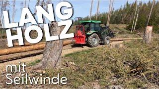 Langholz Poltern | Deutz Fahr 5070 d Keyline | Seilwinde Oehler SW 5,5t EH-SA Funk