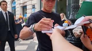 Lando Norris arriving at Budapest