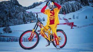 Riding the hardest Ski Race track on a bicycle (with Spikes).