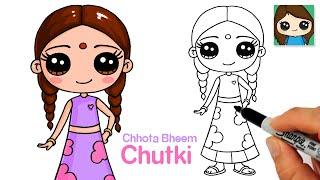 How to Draw Chutki from Chhota Bheem