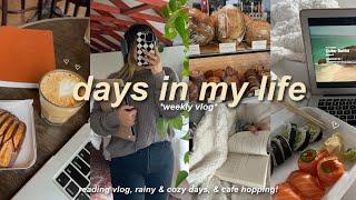 VLOG️: cozy & rainy days, cafe hopping, reading vlog, crying to a book at 2am, & treating myself!