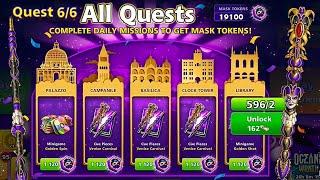 Venice Carnival Cue Level Max 596 Pieces  Mask Tokens 19100 All Quests 8 ball pool