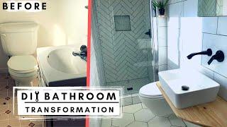 Small Bathroom Remodel Time Lapse [Converting a Half Bath to Full Bath]