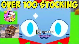 Unboxing Over 100 Christmas Stocking In Roblox Pet Simulator X
