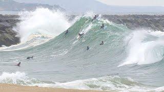 The Wedge - Heavy Wipeouts and Skimboarding on Red Flag Morning!