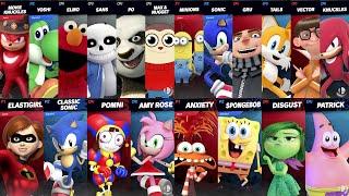 Team Sonic vs Minions | Pomni vs Amy | Yoshi vs Max vs Sans vs Knuckles in Super Smash Bros Ultimate