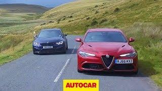 Alfa Romeo Giulia Quadrifoglio vs 2018 BMW M3 Competition Pack | Super saloon review | Autocar