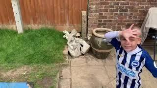 5 year old Brighton fan Jax day 42 of isolation dean Wilkins free kick challenge