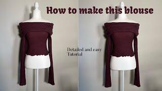 DIY off shoulder blouse easy sewing tutorial | Sewing for dummies