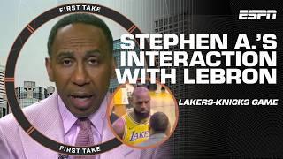 Stephen A. addresses courtside confrontation with LeBron James at Lakers-Knicks | First Take