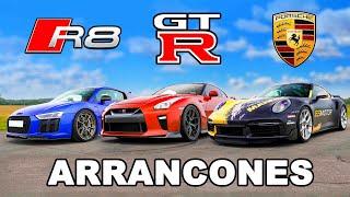 Turbo S de 900 hp vs R8 de 950 hp vs GT-R de 1,000 hp: ARRANCONES