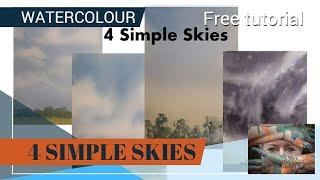 4 simple skies. A free watercolour tutorial.