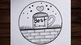 Easy circle scenery drawing /Easy drawing ideas for beginners/ How to draw pencil sketch drawing