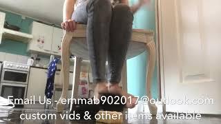 Emziie crushes cake with her dirty work worn flats, shoes for sale, custom clips available.