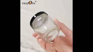 Glass Storage Jar with Metal Black Lid