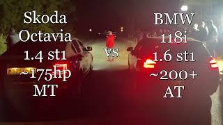 BMW 118i 1.6T vs Skoda Octavia 1.4T. Заезды на 402 метра. Elantra 1.6 vs OPEL Astra OPC, REVO vs BB