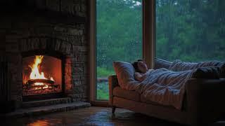 "Relaxing Rain in  Cabin: Fireplace Sounds for Deep Sleep, Focus & Calm