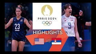 Usa  vs Serbia Women's Volleyball HIGHLIGHTS | Women's Olympic  Volleyball 2024 | Paris 2024 Olympic