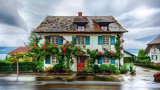 Walking in the rain in Rapperswil, the city of roses  Switzerland 4K