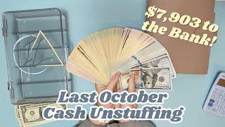 Last October Cash Envelope Unstuffing & Cash Condensing || Taking $7,000+ to the Bank!