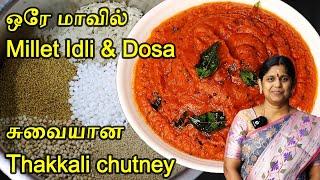 இனி குழந்தைகள் விரும்பி சாப்பிடுவார்கள் | Millet dosa Idli recipe in tamil | Thakkali Chutney tamil