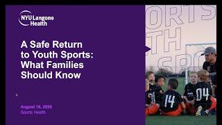 A Safe Return to Youth Sports: What Families Should Know