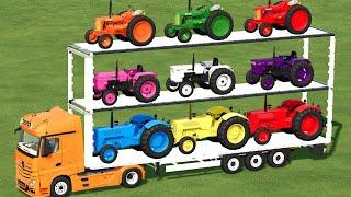 TRANSPORT OF COLORS! TRANSPORTING HANOMAG, FIAT, ZETOR TRACTORS TO THE GARAGE ! Farming Simulator 22