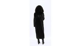 An elegant mink fur coat in North American Blackglama with a sable hood.