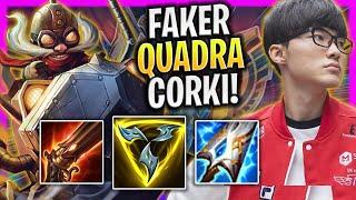 FAKER IS INSANE WITH CORKI! *QUADRAKILL* - T1 Faker Plays Corki Mid vs Orianna! | Season 2024