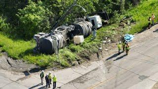 Agriculture chemicals spill in Warren County semi rollover crash