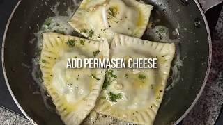 Spinach Ricotta Ravioli with Garlic Butter Sauce